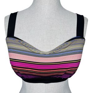 Athleta Capri Stripe Pura Bikini Top sz 32D/DD * Black Pink Blue Yellow Swim